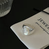 Silver Rings For Women Vintage Handmade Adjustable White Stone Ring Band Female Gift - Image 5