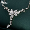 Teardrop Round Cubic Zirconia Collarbone Charm Chain CZ Lab Diamond Silver Plated Women Snowflake Pendant Necklace Jewelry - Image 1