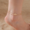 Stainless Steel Bohemia Gold Color Aircraft Anklets Two Layer Foot Legs Anklet Foot Chain Jewelry Accessories Gifts - Image 1