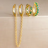 3pcs Colorful Zirconia Chain Earrings Set for Women Two Hole Round Circle Curvy Gold Color Hoop Earring Wedding Jewelry - Image 7