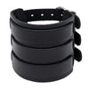 Leather Wide Cuff Bangles Punk Vintage Three Layers Wide Black Brown Men Jewelry Bracelets - Image 1