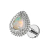 Titanium Pear Teardrop Opal& CZ Piercing Jewelry Flat Back Stud Cartilage Earring for Conch Helix Tragus - Image 9