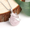 Vintage Wire Wrap Butterfly Gemstone Rose Quartz Amethyst Opalite Crystal Pendant Necklace - Image 4