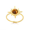 Vintage Stainless Steel Brown Stone Rings For Women Open Adjustable Charm Finger Ring Maillard Jewelry - Image 16
