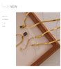 Geometric Square Cubic Zirconia Drop Snake Chain Collar Necklace Golden Jewelry Pvd Bulk Price - Image 24