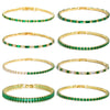 Emerald Cubic Zirconia CZ Tennis Bracelets for Women Gold Plated Charm Green Female Bangles Wedding Jewelry Gift - Image 1