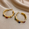 Punk Colorful Heart Shaped Zircon Stainless Steel Earrings Hoop Earrings for Women Girl Ear Huggies Daily Jewelry - Image 5