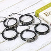 6pcs/Set Black Punk Skull Star Shaped Alloy Pu Leather Bracelet - Image 5
