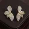 Shiny Micro-set Zircon Leaf Earrings for Women CZ Symmetrical Earring Wedding Jewelry - Image 7
