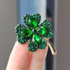 Green Red Crystal Rhinestone Four-Leaf Clover Flower Brooches Lapel Pins Jewelry Clothing Accessories Brooch for Women - Image 4