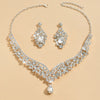 3PC Wedding Season Women's Full Diamond Water Drop Necklace Earrings Jewelry Set Wedding Banquet Party Holiday Gift - Image 2