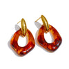 Resin Acrylic Geometric Drop Daily Earrings Golden Plated Stainless Steel Attractive Jewelry Amber White - Image 7