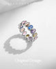 MODIAN 925 Sterling Silver Rainbow Color Cubic Zirconia Rings Luxury Wedding Engagement Rings Band For Women Jewelry