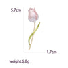 Resin Tulip Brooch for Women Unisex Rhinestone Flower Pin Pearl Plant Lapel Pin Banquet Party Backpack Gifts Jewelry Accessories - Image 6