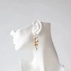 Metal Gold Color Leaf Long Tassel Earrings Cream Tears Pearl Bride Earrings Wedding Earrings - Image 4