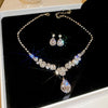 Shiny Crystal Necklace Earrings Women's Big Water Droplet Rhinestone Necklaces Wedding Evening Dress Jewelry Set - Image 8