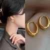 Chunky Oval Hoop Earrings in Gold-Tone or Silver-Tone - Image 10