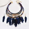 Vintage Ethnic Feather Choker Necklace Earrings Set For Women Multilayer Nekclace Earrings Jewelry Sets - Image 3