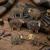 Classic Rhinestone Metal Sheep Brooches for Women Unisex Zodiac Animal Pins Casual Party Jewelry Accessories Gifts - Image 1