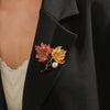 Autumnal Design Sensibility Maple Leaf Brooch Style Unique Simulation Leaf Pin Gownsuit Chest Flower For - Image 4