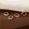 Round Hoop Earrings with Stone Accents in Gold-Tone Silver-Tone and Rose Gold-Tone - Image 3