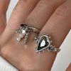 Xinyi Vintage Punk Green Zircons Party Rings for Women Couples Creative Tassel Geometric Handmade Party Jewelry - Image 1