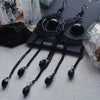 Gothic Black Agate Moon Variant Hollow Out Pattern Crescent Moon Tassel Pendant Dangle Earrings for Women Men Charm Jewelry Gift - Image 4