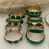 Vintage Exaggerated Green Drip Oil Irregular Grid Water Rhinestone Geometric Wide Bangle Chunky Cuff Bracelet Jewelry - Image 5