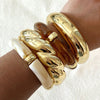 Four-Piece Brown Resin Bangle Set in Gold-Tone - Image 2