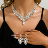 3PC Wedding Season Women's Full Diamond Water Drop Necklace Earrings Jewelry Set Wedding Banquet Party Holiday Gift - Image 1