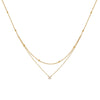 Stainless Steel Single Zircon Pendant Double Layer Chain Textured Necklace Jewelry - Image 6