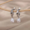 Baroque Pearl Earrings For Women Stainless Steel Zircon Water Droplet Steel Ring Drop Earring Wedding Party Jewelry - Image 3
