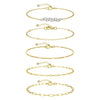 5Pcs Ankle Bracelets Gold Plated Stainless Steel Cuban Link Chain Ankle Set for Women Summer Beach Jewel - Image 7