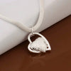 Heart Pendant Necklace with Textured Chain in Silver-Tone - Image 3