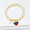 Selling Pearl Chain Violin Round Heart-Shaped Venezuela Flag Stretch Bracelet: for Women Party Patriotic Jewelry Gift - Image 2