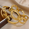 316L Stainless Steel Hollow Oval Chain Cuff Bracelet Bangle For Women Men Simple Gold Plated Stackable Jewelry - Image 3