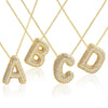 Stainless Steel Bubble Letter Necklace for Women Girls Shiny Zircon Rhinestone Alphabet 26 A-Z Dainty Balloon Choker - Image 5
