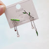 Sweet Temperament Small Fresh Bamboo White Lily Of The Valley Flower Earrings Elegant And Gentle Asymmetric Earrings - Image 18