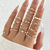 23Pcs Vintage Crystal Star Moon Rings Set For Women Geometric Hollow Ring Wedding Party Jewelry Accessories - Image 1
