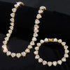 Shiny Heart Zircon Hip Hop Rock Tennis Chain Jewelry Set Bracelet Necklace Combo For Women Men - Image 1