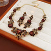 Vintage Purple Rhinestone Necklace Drop Earrings for Women Palace Style Geometric Round Necklace Earrings Ladies Jewelry Sets K - Image 16