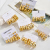 6Pcs Vintage Classic Geometry Glossy Ccb Gold Plated C Shape Hoop Earrings Set for Women Waterdrop Earing Jewelry - Image 6