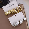 Gold Color Twisted C Shape Tear Drop Earrings Set for Women Metal Geometric Circle Earrings Jewelry - Image 2