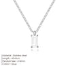 Rectangular Zirconia Pendant Women's Jewelry Stainless Steel Gold-Plated Short Necklace - Image 7