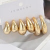 6Pcs Vintage Classic Geometry Glossy Ccb Gold Plated C Shape Hoop Earrings Set for Women Waterdrop Earing Jewelry - Image 4