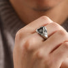 Qeenkiss Silver Vintage Hand Eye Rings for Men Male Birthday Wedding Party Christmas Boyfriend Father Gifts - Image 3