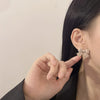 Vintage Wine Red Flocking Earrings Charm Geometric Bowknot Stud Earrings for Women Girls Unusual Jewelry Ear Accessories - Image 2