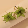 Acrylic Matcha Green Flowers Petal Earrings for Women C Shaped Drop Earring Party Wedding Ear Jewelry - Image 3