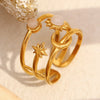 Exaggerated Three Layers Moon Sun Theme Opening Ring Gold Plated Stainless Steel Women Chic Jewelry - Image 3