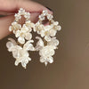 Handmade White Imitation Pearl Dangle Earrings for Women French Elegant Bridal Wedding Romantic Flower Tassel Pendant Earring K1 - Image 8